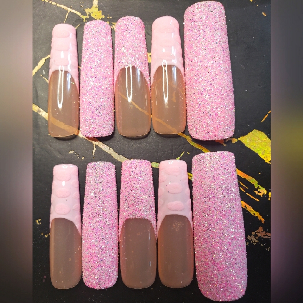 Handmade XL square hard gel press on nails size large only